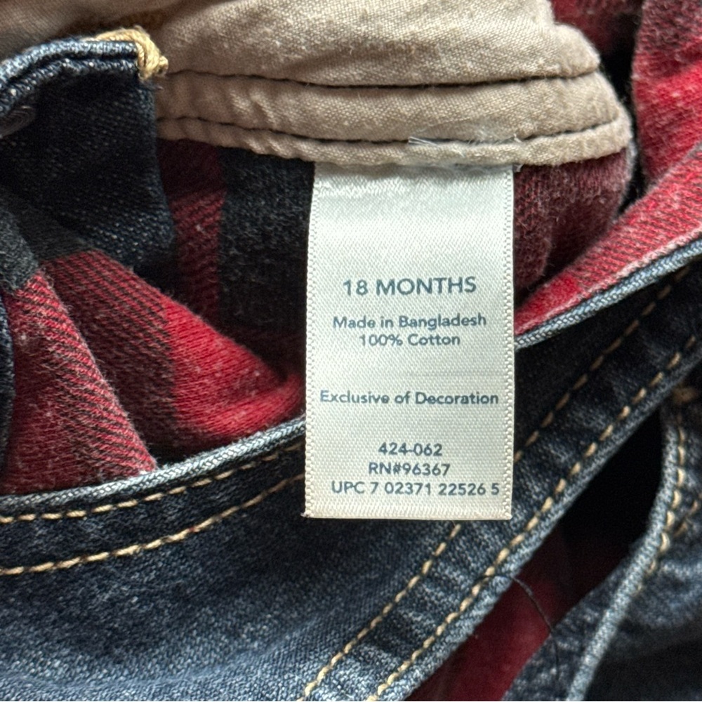 Oshkosh Kids Denim Overalls flannel lined 18 months dark wash - Picture 5 of 5